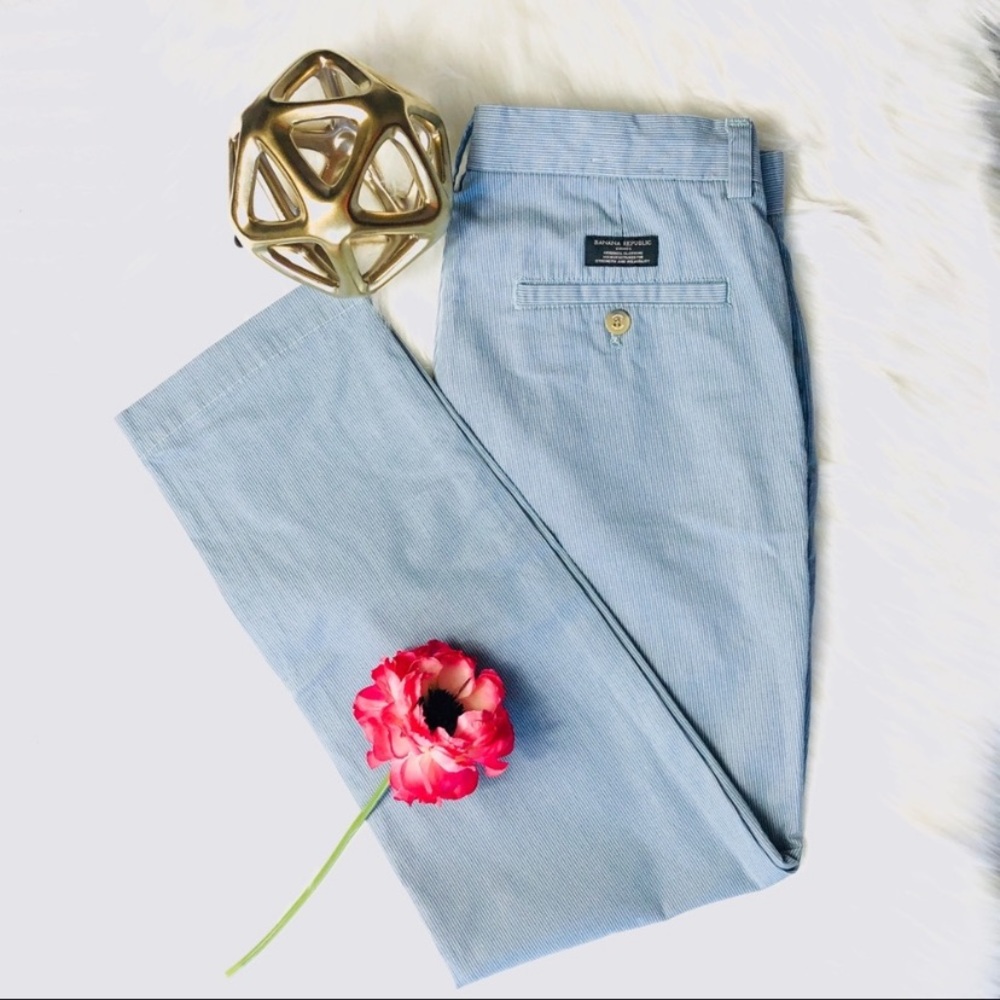 💕Light Blue and White Striped Chinos
